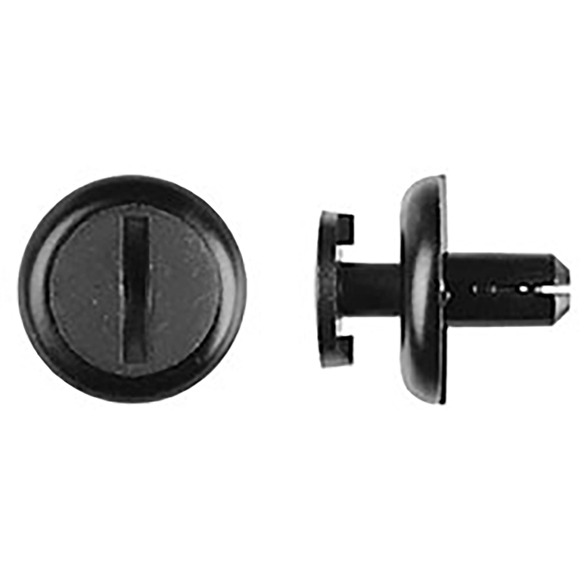 Black Nylon Fender Liner Slotted Screw Retainers - 7MM Hole 11MM Stem 20MM Flange - 10 Pack