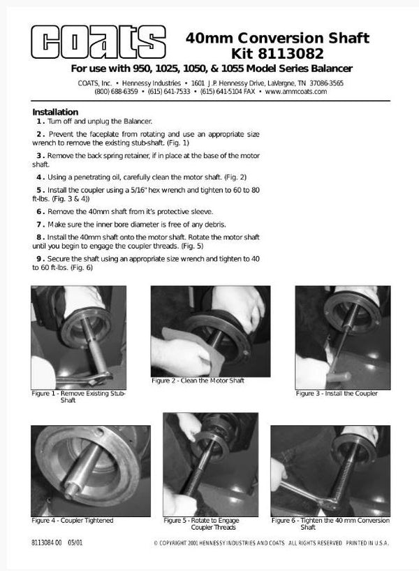 Conversion Wheel Balancer Shaft Converts 28 mm to 40 mm (Complete Kit)