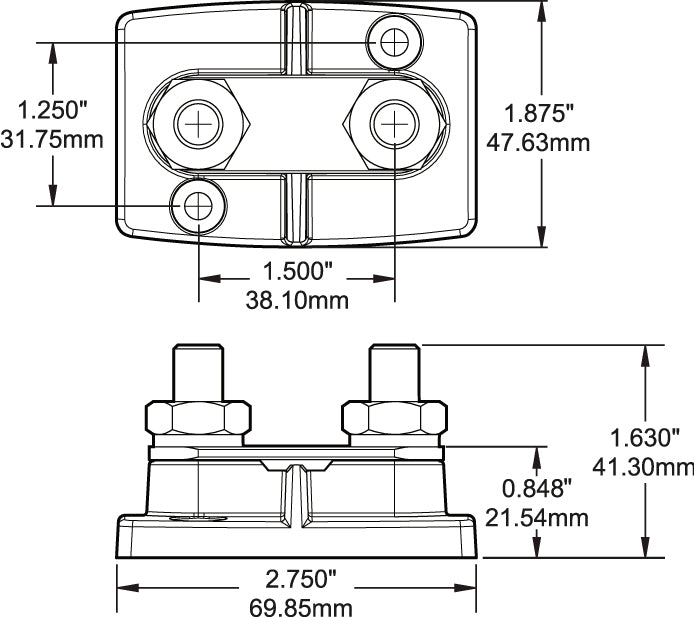 Blue Sea Systems #2019 Marine Power Bar Dual Bus Bar - Two 3/8" -16 Stud and Insulators