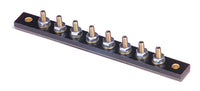 8-Stud Terminal Strips - Stud Type 30 AMP 12V DC #10-32 brass mounted on 5/8" centers