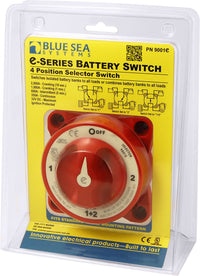 Blue Sea 9001e Marine 4-Position Dual Boat Battery Selector Switch - OFF/1/1+2/2