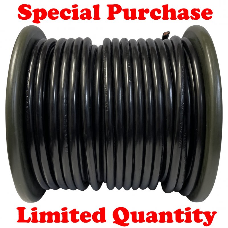 50 FT Spool Black 6 AWG Gauge Battery Cable Switch Starter & Ground Wire