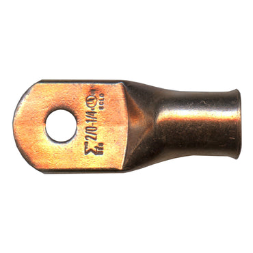 Standard Copper Lug 2/0 AWG 1/4" Ring Size - 10 Pack