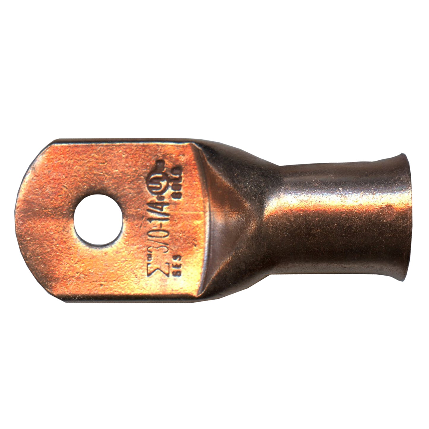 Standard Copper Lug 3/0 AWG 1/4" Ring Size - 100 Pack