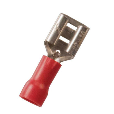 Vinyl Insulated Red Female Quick Disconnect Connector 22-18 Gauge .205 Tab - 100 Pack