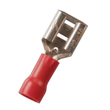 Vinyl Insulated Red Female Quick Disconnect Connector 22-18 Gauge .250 Tab - 100 Pack