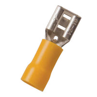 Vinyl Insulated Yellow Female Quick Disconnect Connector 12-10 Gauge .250 Tab - 100 Pack
