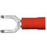 Vinyl Insulated Red Flange Spade Terminal 22-18 Gauge #6 Stud - 100 Pack