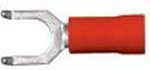 Vinyl Insulated Red Flange Spade Terminal 22-18 Gauge #6 Stud - 100 Pack