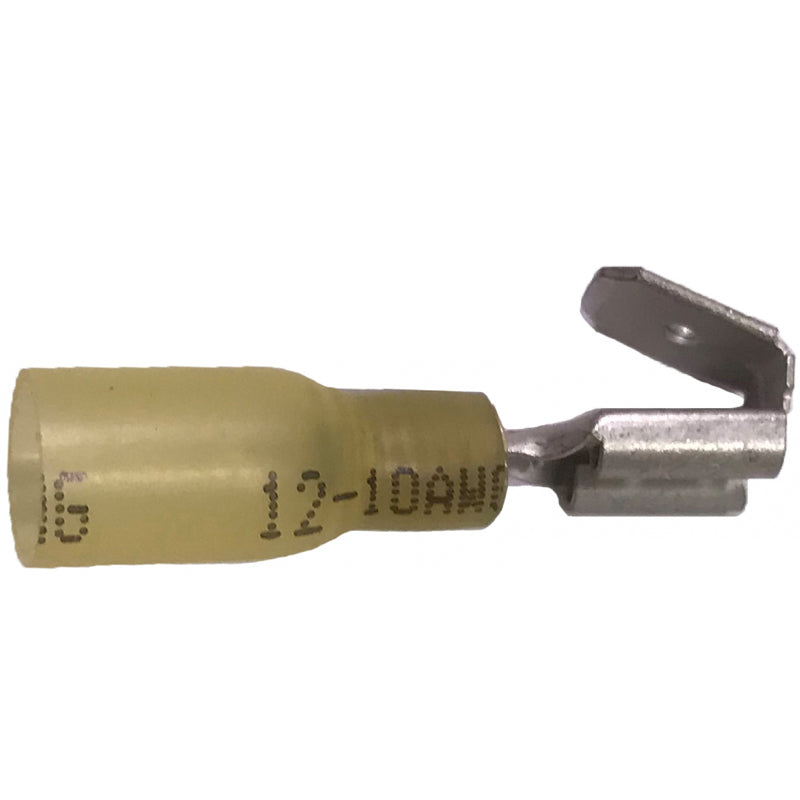 Heat Shrink & Crimp Yellow Piggyback Terminal Quick Disconnect 12-10 Gauge .250 Tab - 500 Pack