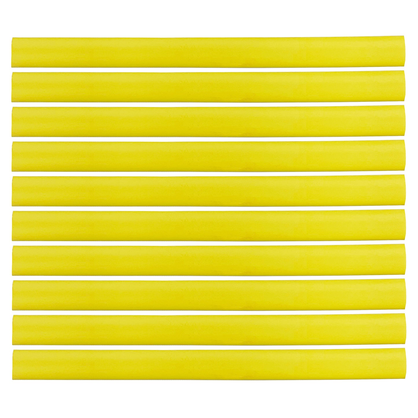 Flexible Thin Single Wall Non-Adhesive Heat Shrink Tubing 2:1 Yellow 1" ID - 12" Inch 10 Pack