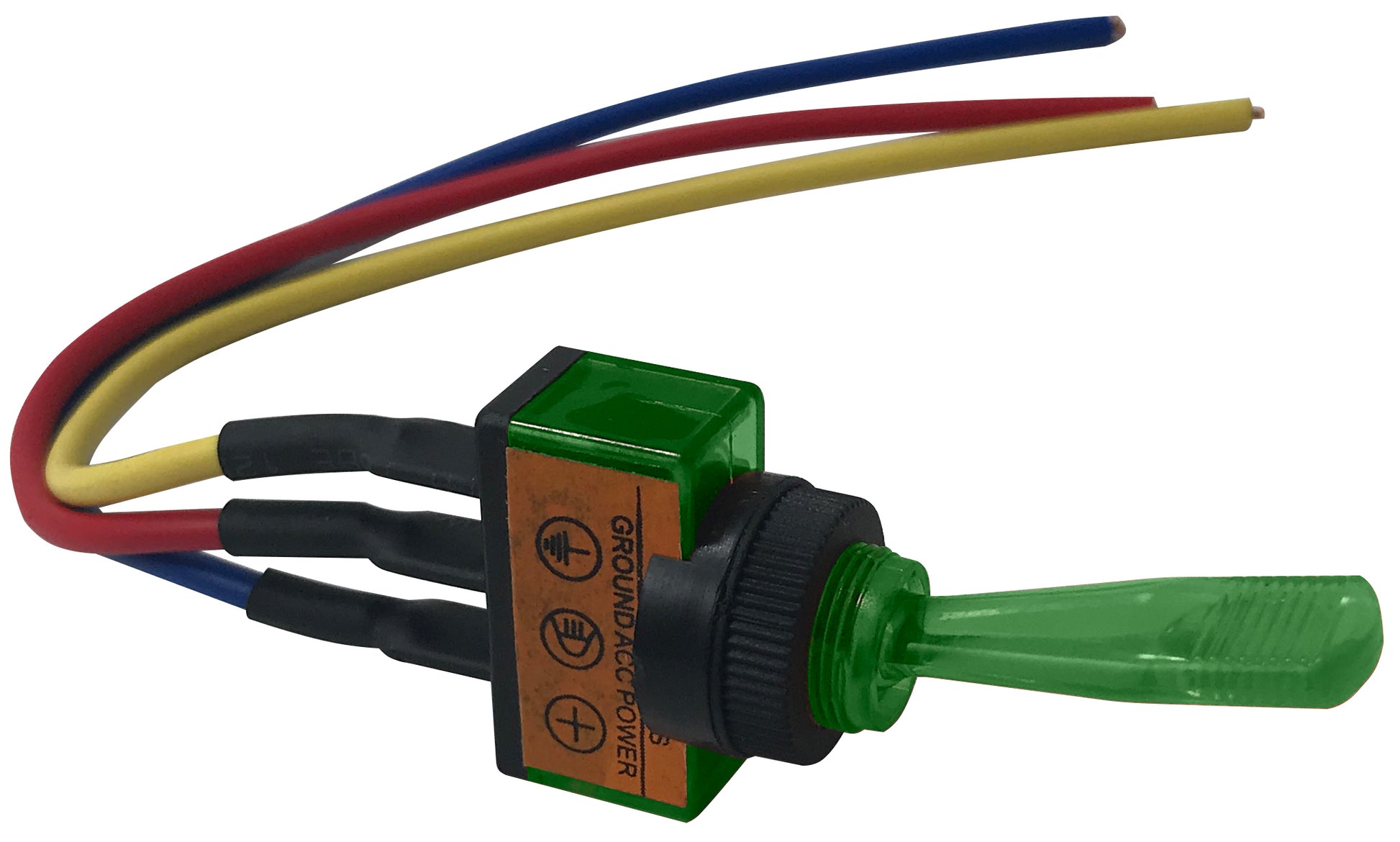 Universal Green Illuminated ON / OFF Toggle Switch SPST - 12 Volt 10 Amp W/ 6 Inch Leads
