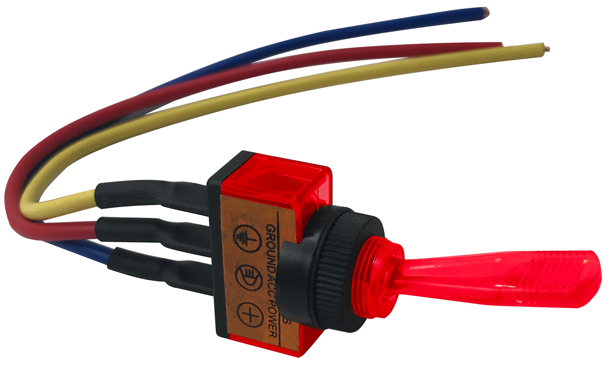 Universal Red Illuminated ON / OFF Toggle Switch SPST - 12 Volt 10 Amp W/ 6 Inch Leads