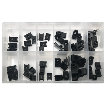 54 Piece Black Phosphate Finish U Nut Speed Nut U Clip GM Assortment Kit