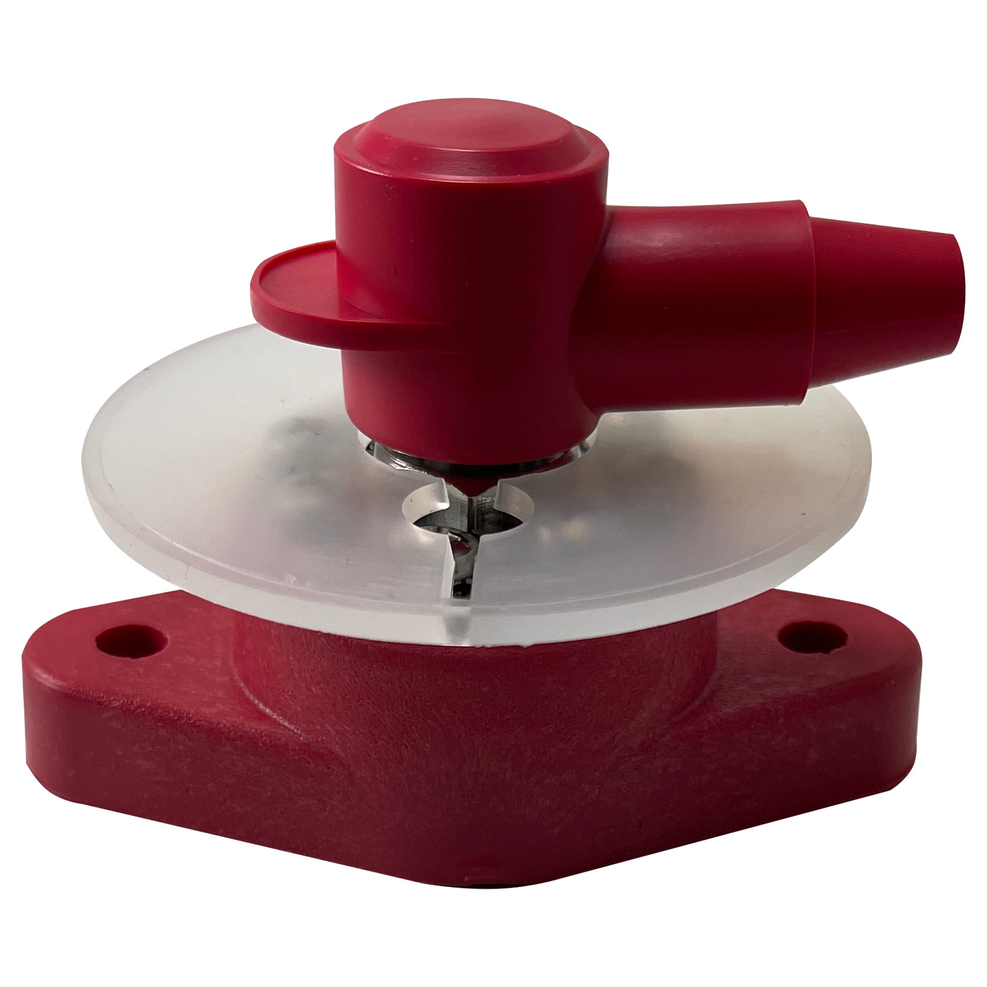 8 Point Power Distribution Post 5/16" Red With Red Insulating Boot & Clear Disc