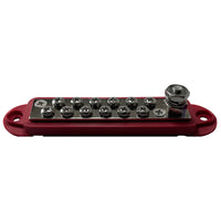 12 Point Power Distribution Block Terminal Busbar with Red Cover & Insulator Boot - 1/4" Post