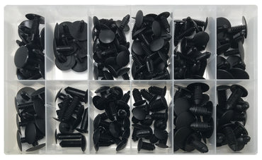 168 Piece Universal Black Body Fastener Nylon Trim Panel Retainer Assortment Kit