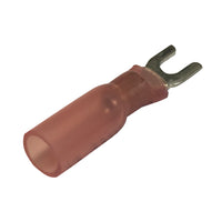 Heat Shrink & Crimp Red Spade Terminal 22-18 Gauge 1/4" Stud - 10 Pack