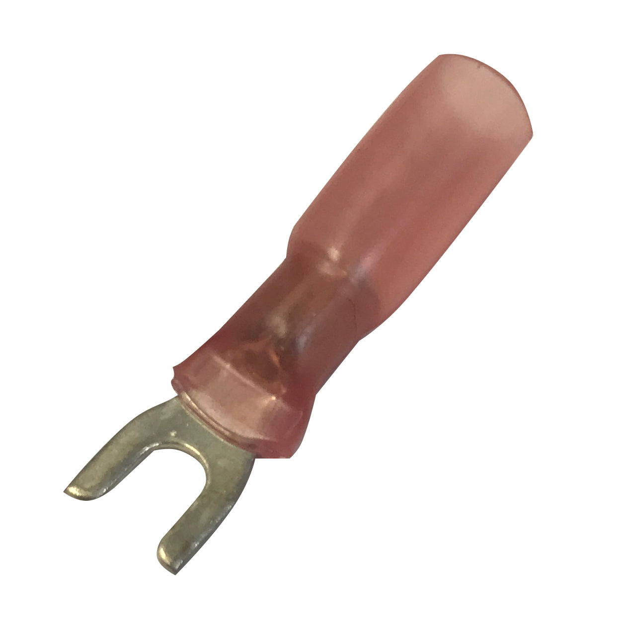 Heat Shrink & Crimp Red Spade Terminal 22-18 Gauge 1/4" Stud - 10 Pack