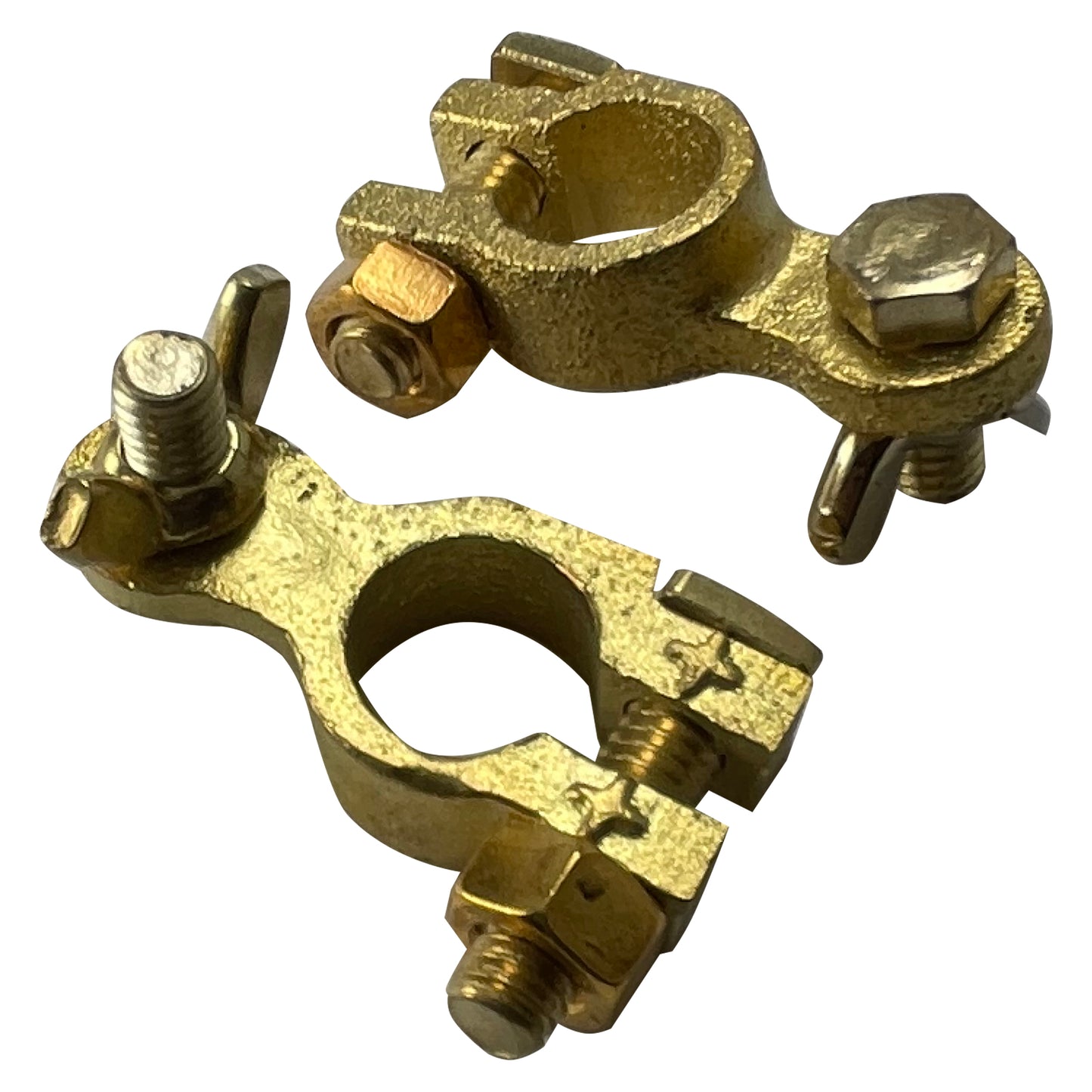 Deka #00639 (2) Brass Battery Terminals Clamp Type Wing Nut Marine & Special App