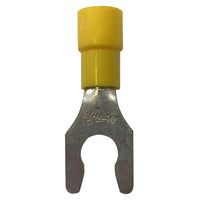 Vinyl Insulated Yellow Spring Spade Terminal 12-10 Gauge 1/4 Stud Connector - 100 Pack