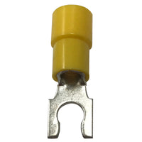 Vinyl Insulated Yellow Spring Spade Terminal 12-10 Gauge #10 Stud Connector - 100 Pack