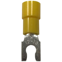 Vinyl Insulated Yellow Spring Spade Terminal 12-10 Gauge #8 Stud Connector - 100 Pack