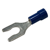 Vinyl Insulated Blue Spring Spade Terminal 16-14 Gauge #6 Stud Connector - 100 Pack