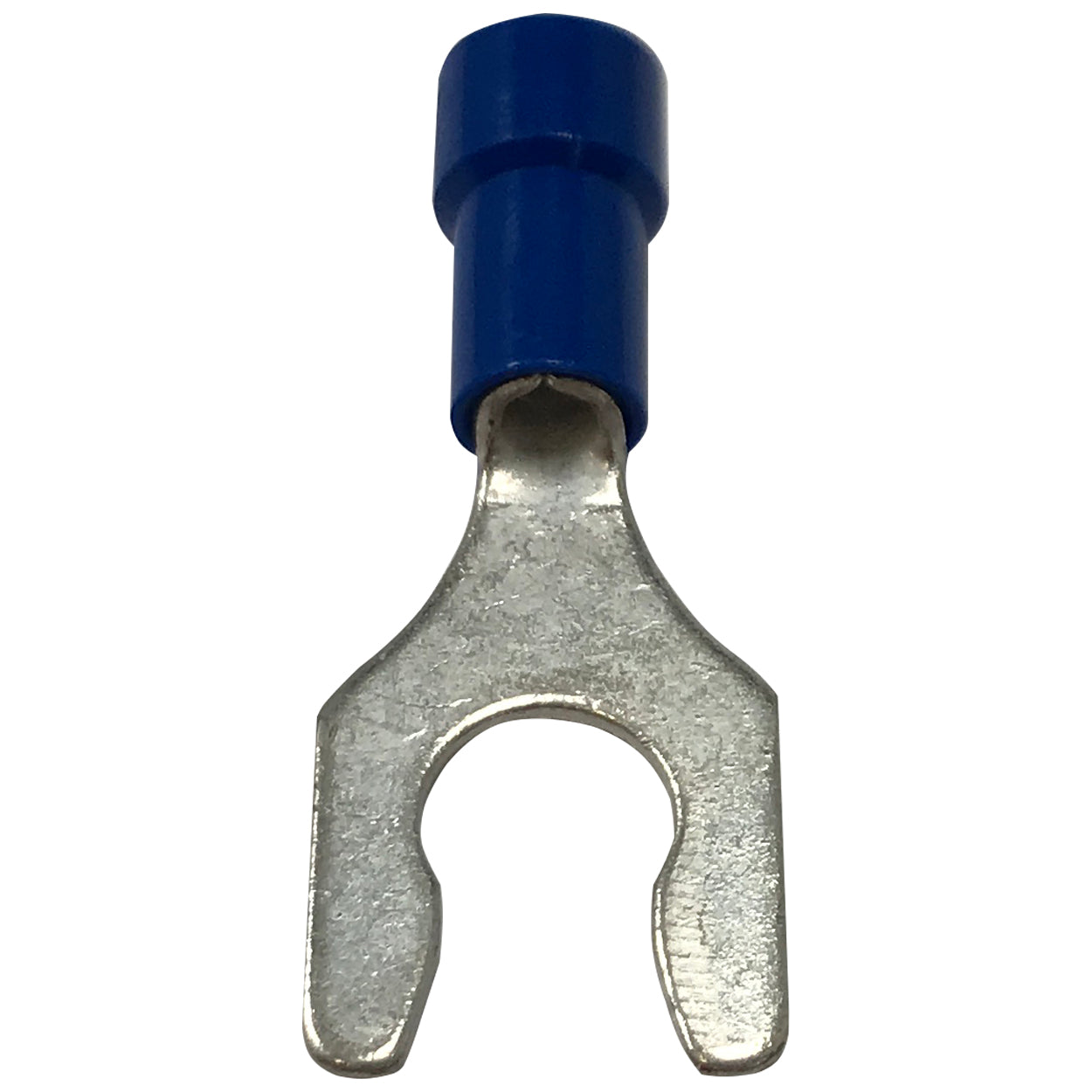 Vinyl Insulated Blue Spring Spade Terminal 16-14 Gauge #6 Stud Connector - 100 Pack