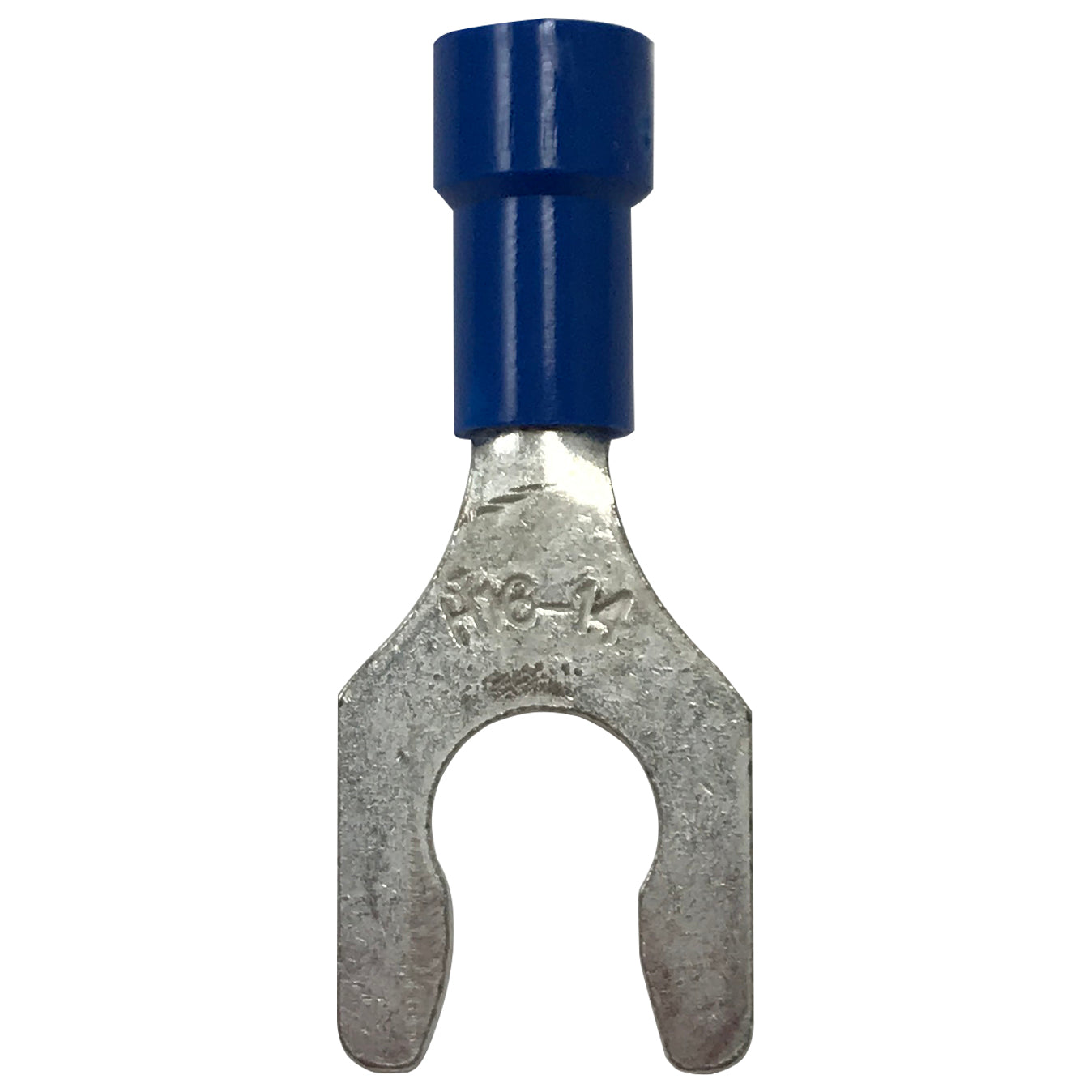 Vinyl Insulated Blue Spring Spade Terminal 16-14 Gauge #6 Stud Connector - 100 Pack