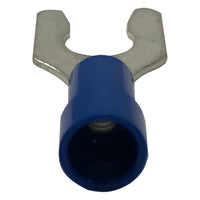 Vinyl Insulated Blue Spring Spade Terminal 16-14 Gauge #6 Stud Connector - 100 Pack