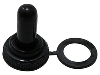 (10) Black Rubber Threaded Splash Proof Toggle Switch Cover - UK Made