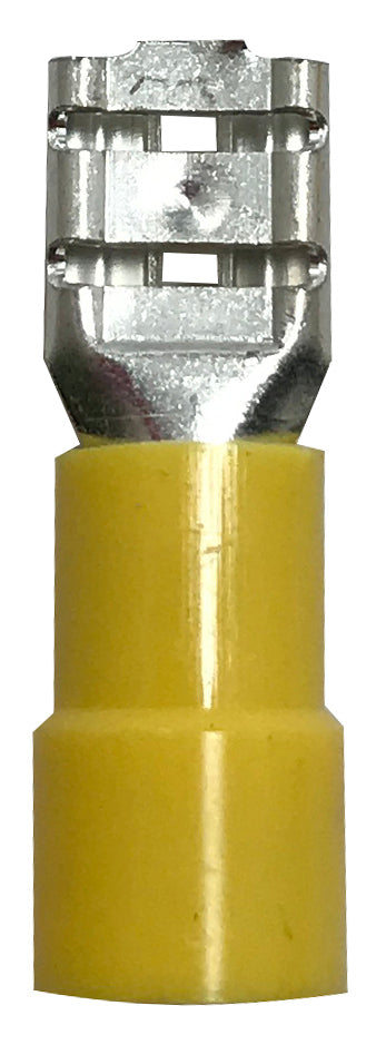 Vinyl Insulated Female Quick Disconnect Connector 8 Gauge .250 Tab - 100 Pack