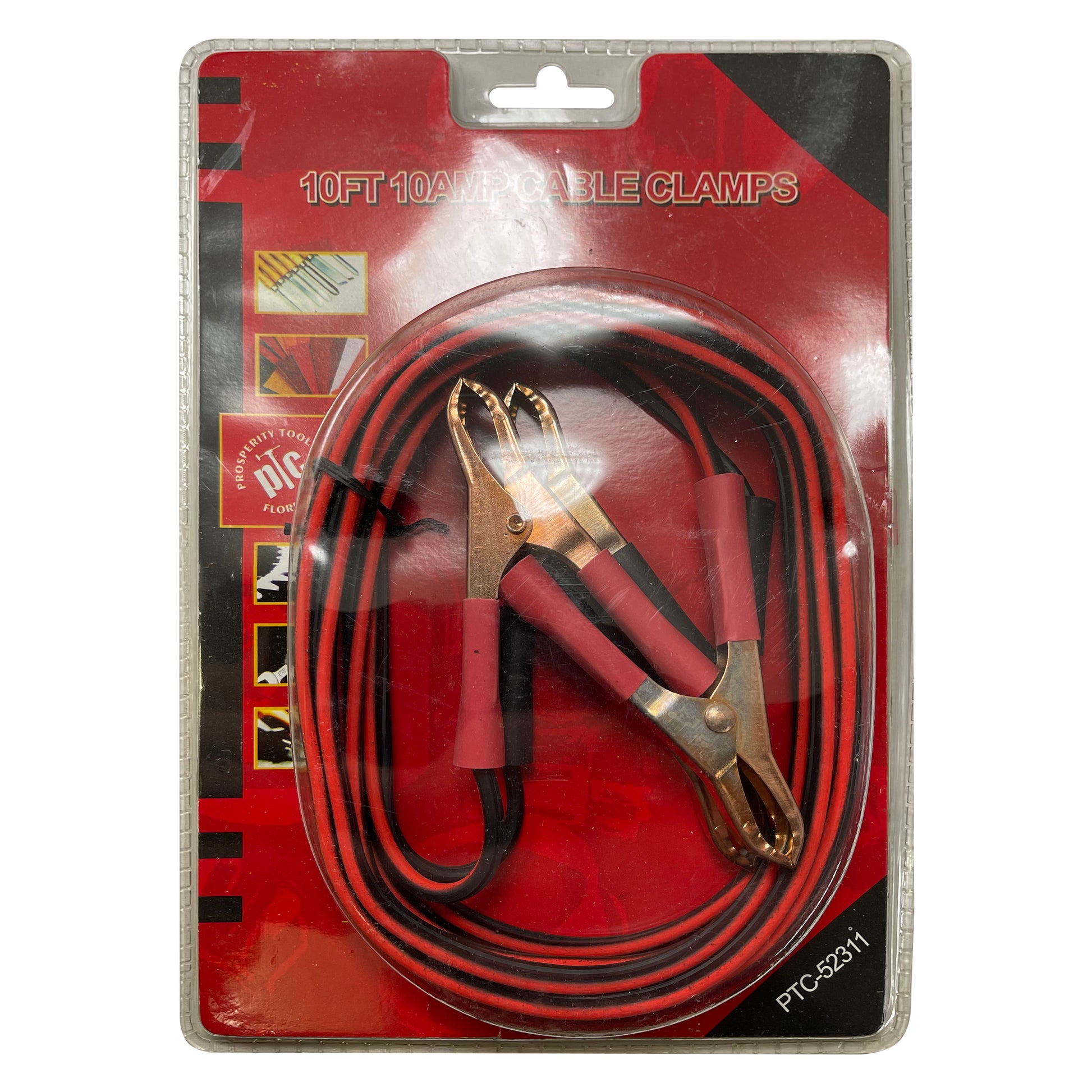 Heavy Duty Test Lead 10 FT. x 10 Amp with 3 1/8" Copper Clamp