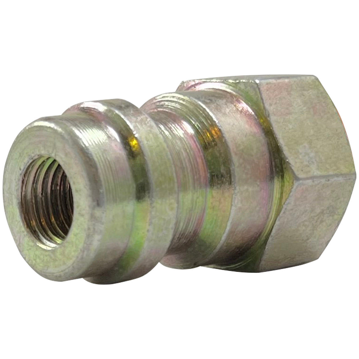 R-134a Steel With Valve Straight High Side Retrofit Adapter (1/4" Flare 7/16" SAE) - 5 Pack