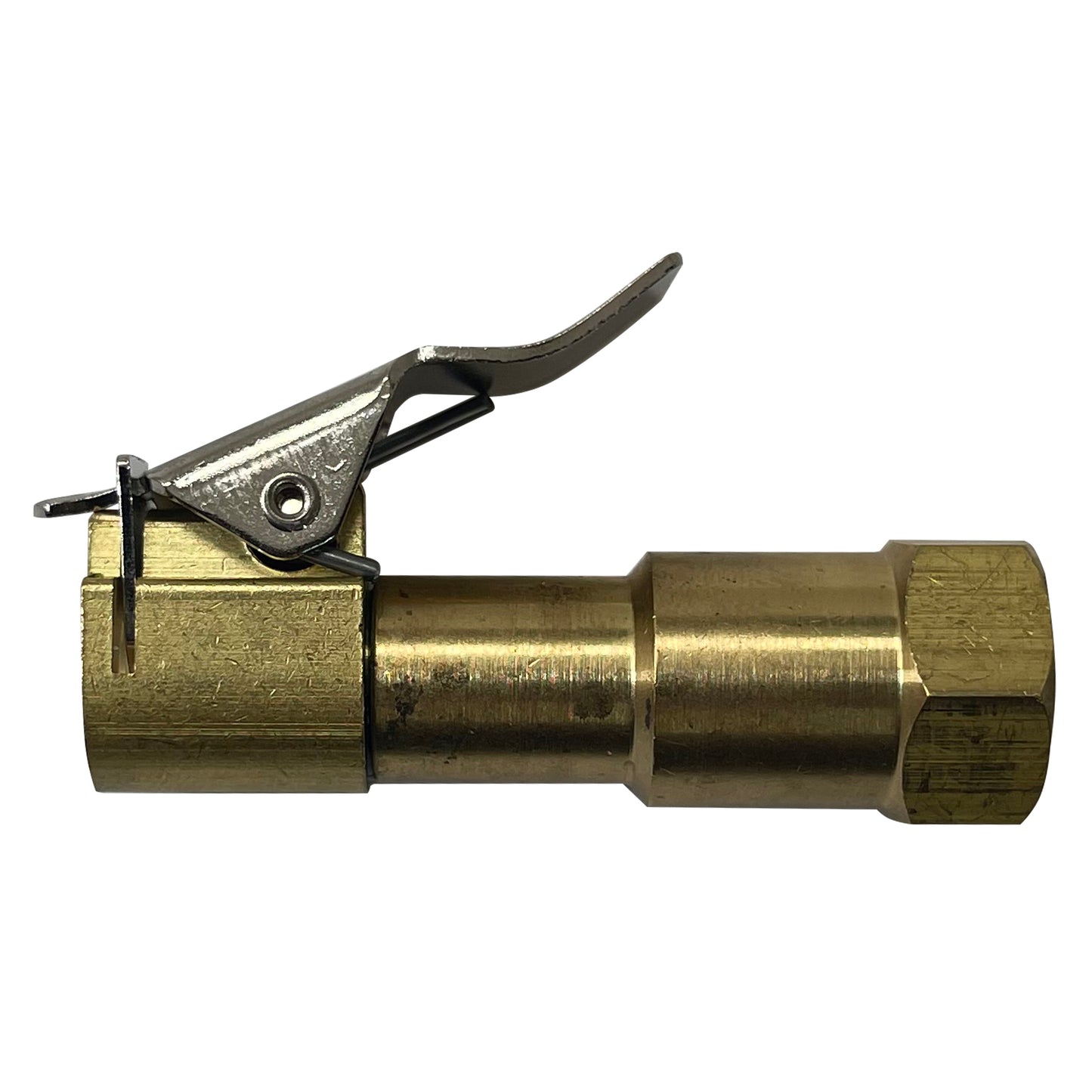 Brass Lock-On Tire Air Chuck 1/4" NPT Thread W/ Clip