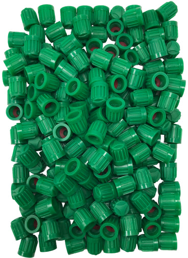 500 Pack Green Plastic Tire Cap With Seal - Can Be Used With TPMS And Standard Valve Stems