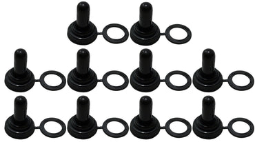 (10) Black Rubber Threaded Splash Proof Toggle Switch Cover - UK Made