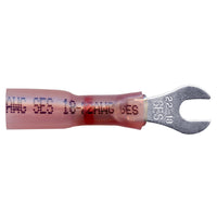 Heat Shrink & Crimp Red Long Neck Spade Terminal 22-18 Gauge #6 Stud - 10 Pack