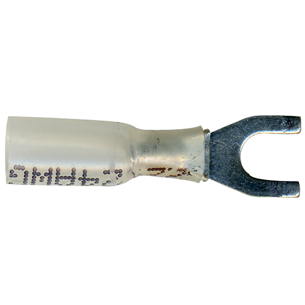 Heat Shrink & Crimp White Spade Terminal 26-24 Gauge #4 Stud - 10 Pack