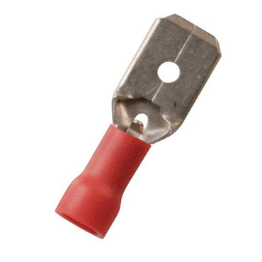 Vinyl Insulated Red Male Quick Disconnect Connector 22-18 Gauge .250 Tab - 100 Pack