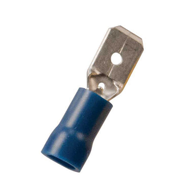 Vinyl Insulated Blue Male Quick Disconnect Connector 16-14 Gauge .187 Tab - 100 Pack