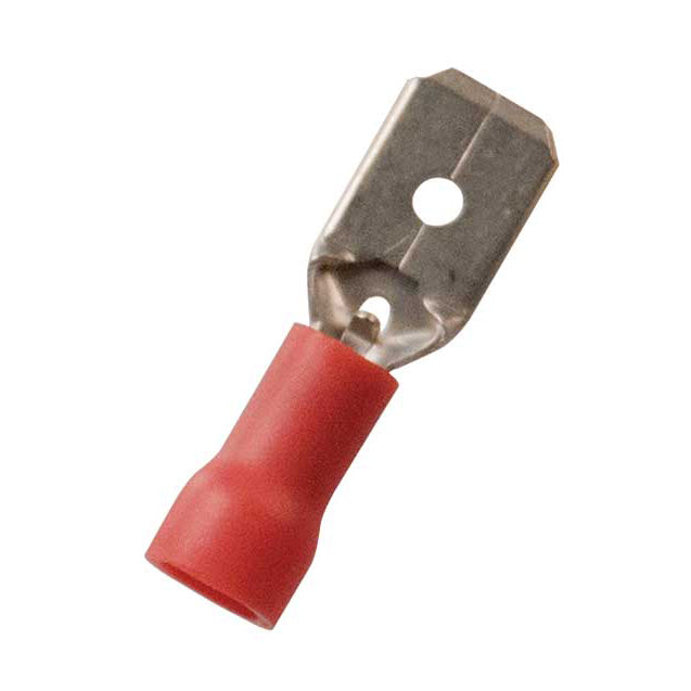 Vinyl Insulated Red Male Quick Disconnect Connector 22-18 Gauge .110 Tab - 100 Pack