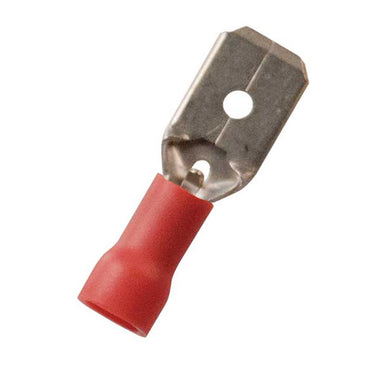 Vinyl Insulated Red Male Quick Disconnect Connector 22-18 Gauge .187 Tab - 100 Pack