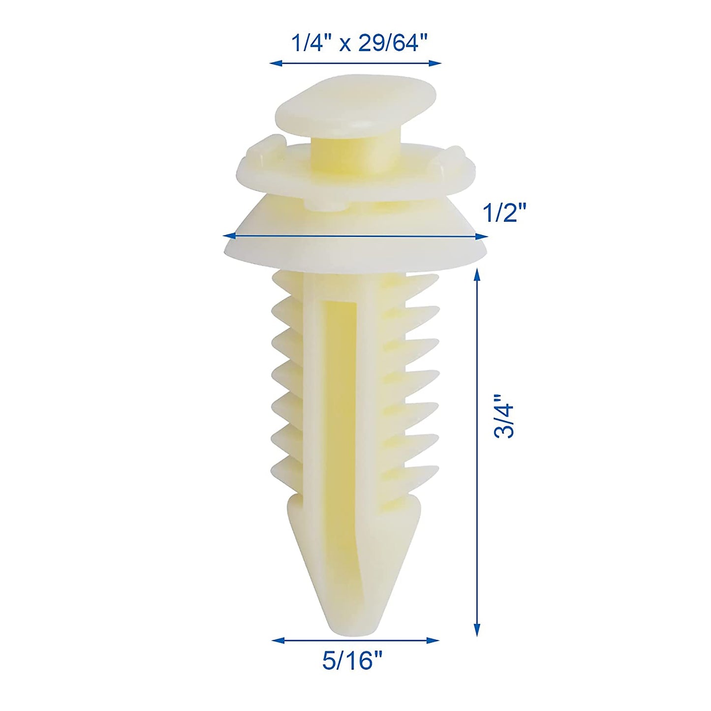 Natural Nylon Door Trim Panel Clip Retainer - 6.5 MM Hole 21 MM Stem - 50 Pack