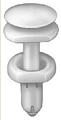 White Nylon Push-Type Door Trim Panel Retainer Head Diameter 9/16", Stem Length 41/64", Fits Into 1/