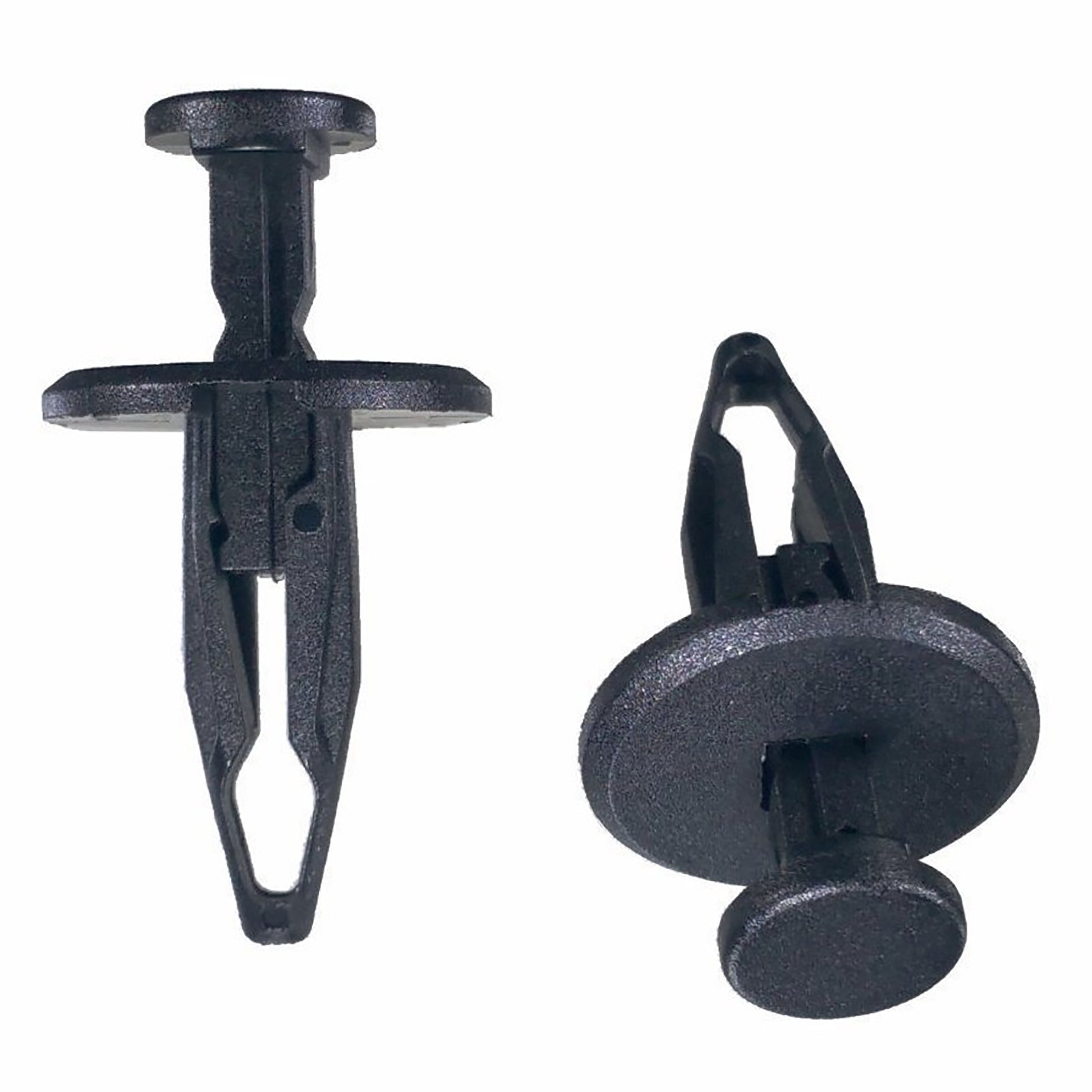 Black Nylon Push Retainer Clips - 1/4" Hole - 13/16" Stem - 11/16" Flange - 25 Pack