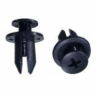 Black Nylon Phillips Screw Push Retainer Clips 9/32" Hole 11 MM Stem 14 MM Flange - 25 Pack