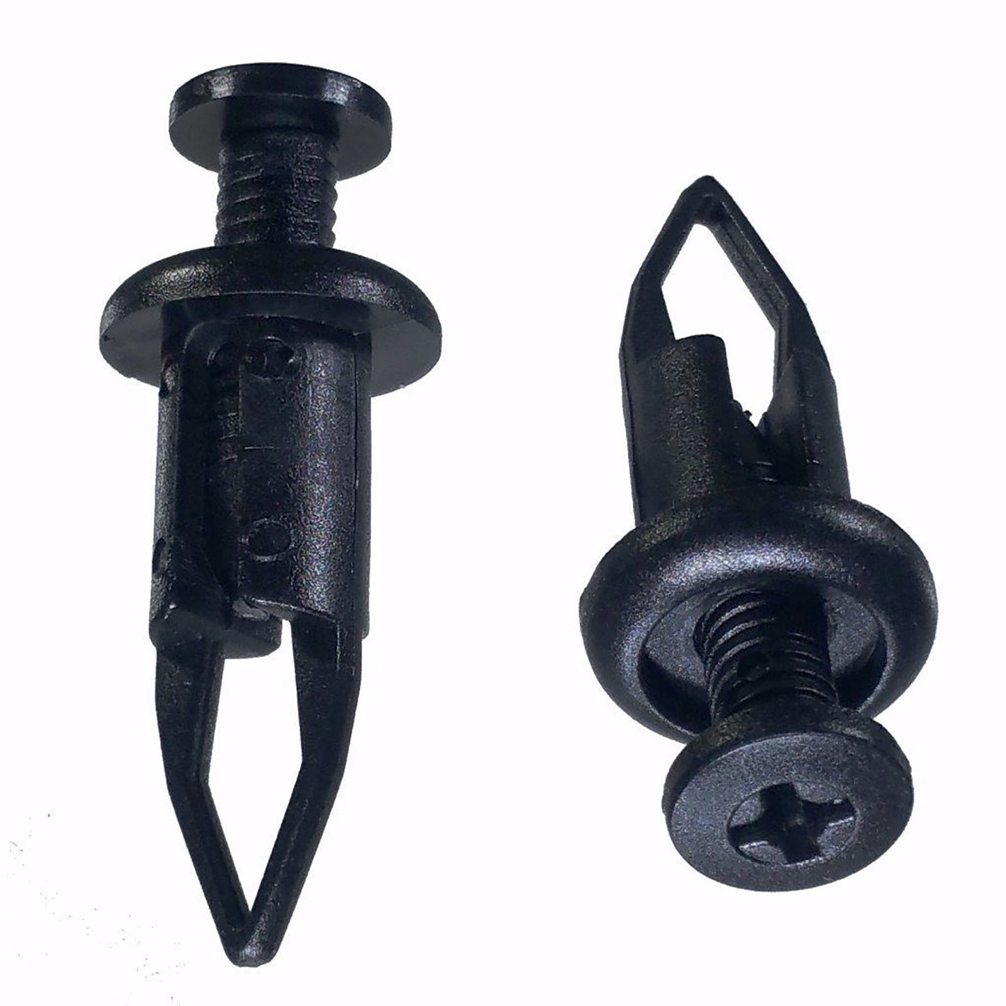 Black Nylon Bumper Cover Phillips Screw Push Retainer - 23/64" Hole 27 MM Stem - 10 Pack