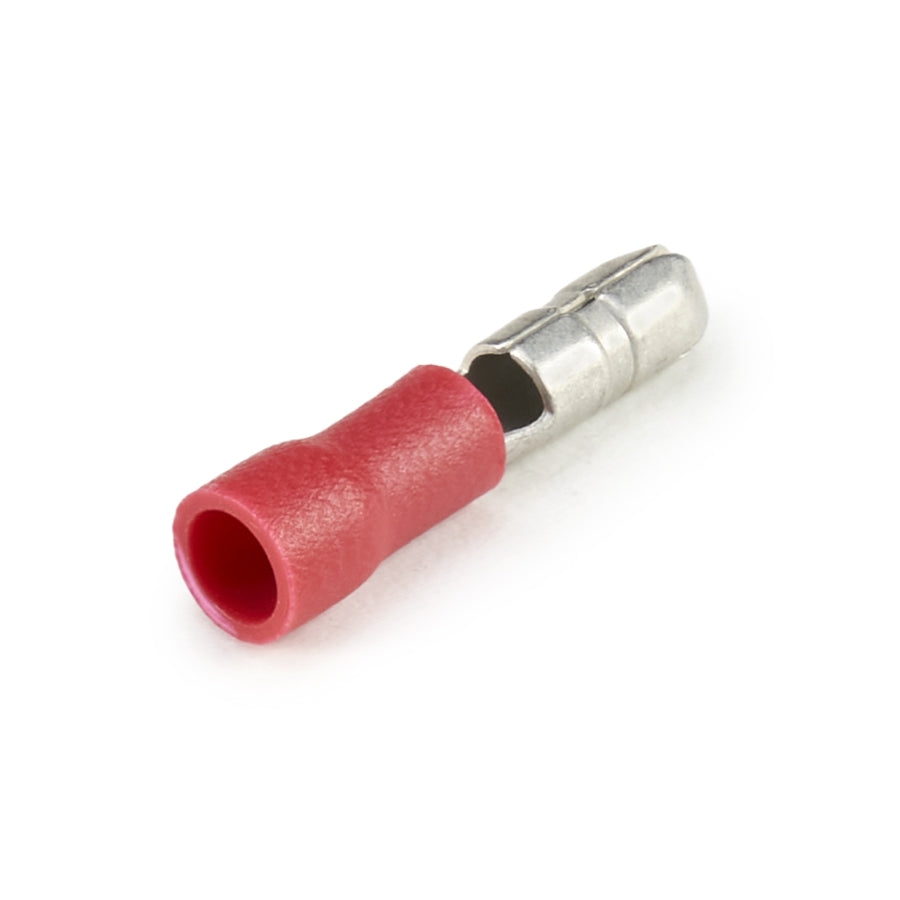 Vinyl Insulated Red Male Bullet Connector 22-18 Gauge .156 Tab - 100 Pack